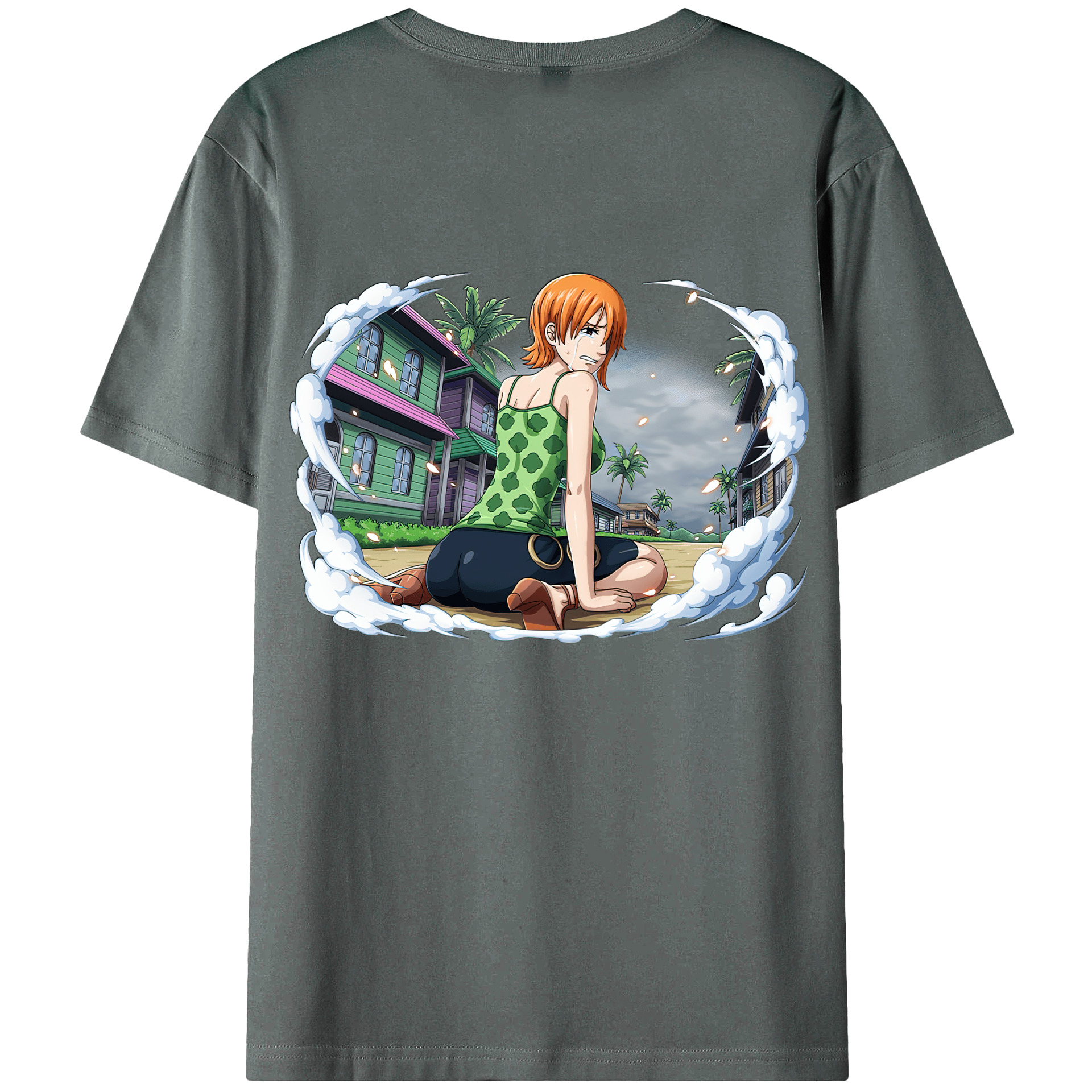 （画像用） ワンピース ナミ ONE PIECE Nami 綿100％ メンズ半袖Tシャツ（バックプリント） 通気性
